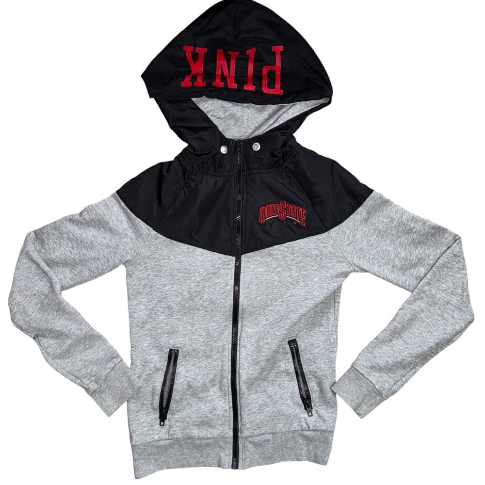 Ohio State Buckeyes Gray/Black Full Zip Hoodie By Pink 5th & Ocean